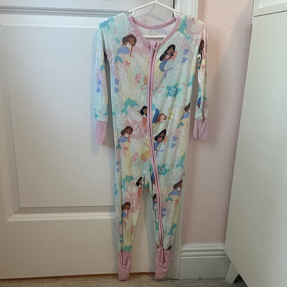 Little Sleepies Mermaid Print Footie - Pastel and Pink